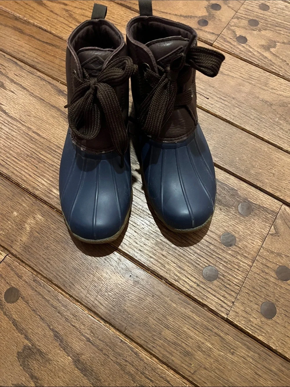 Sperry Blue Rubber Toe Brown Leather Duck Boots